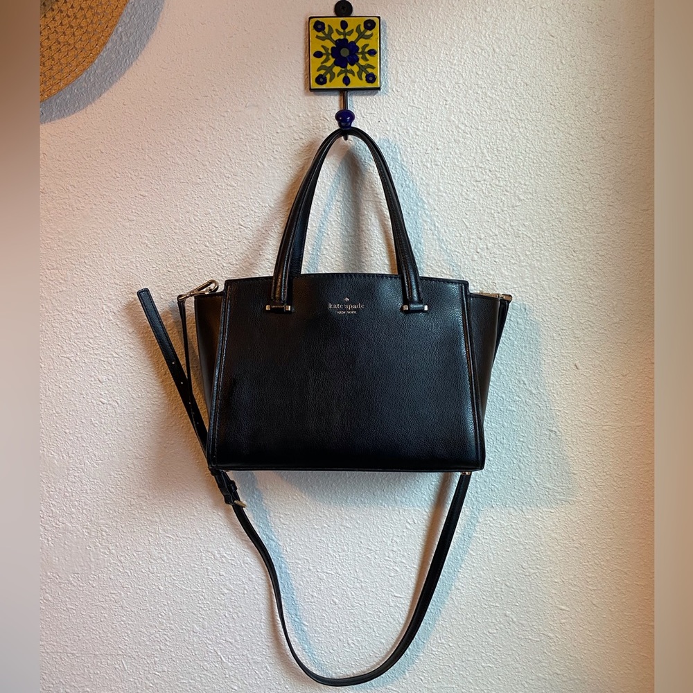 Kate Spade New York Geraldine Satchel Leather Medium Size Tote Bag Black
